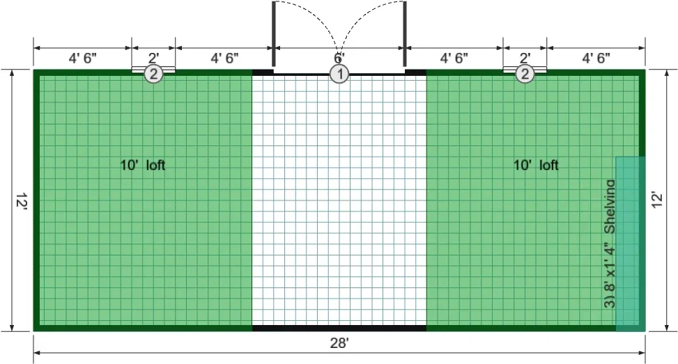 12x28x6 Lofted Barn Max - View 9